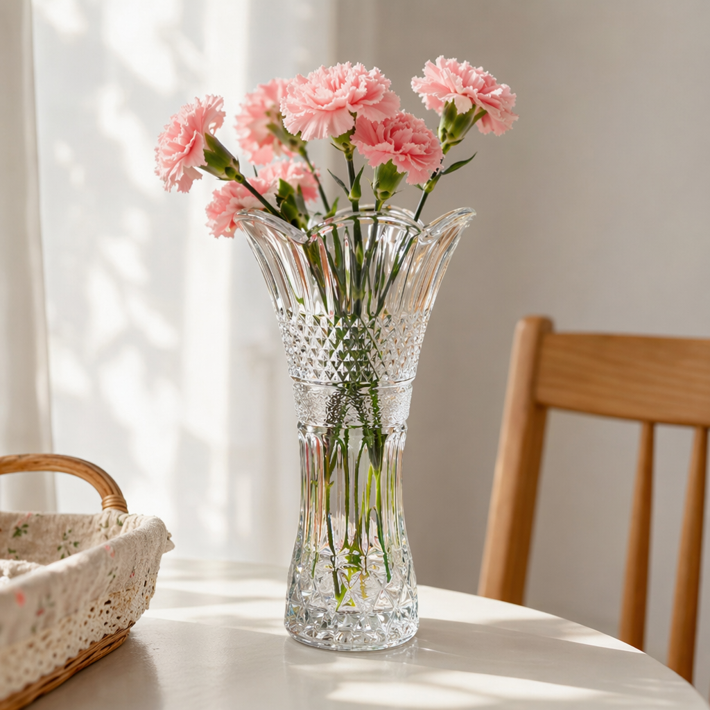 Transparent crystal vase for living room decoration, high-transparency glass vase details Picture