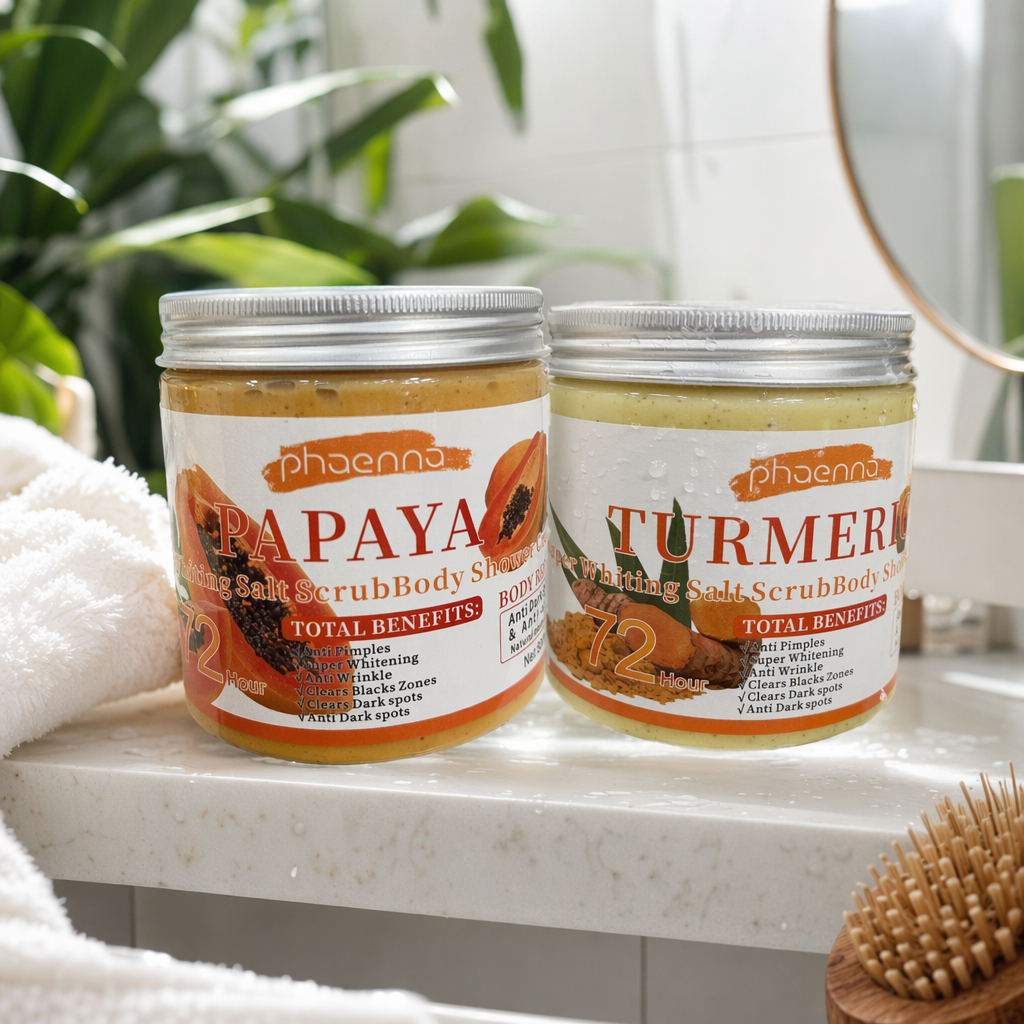 phaenna Bath Salt Scrub 500g Exfoliating Body Cream Gentle Rejuvenating (Turmeric, Papaya Version) details Picture