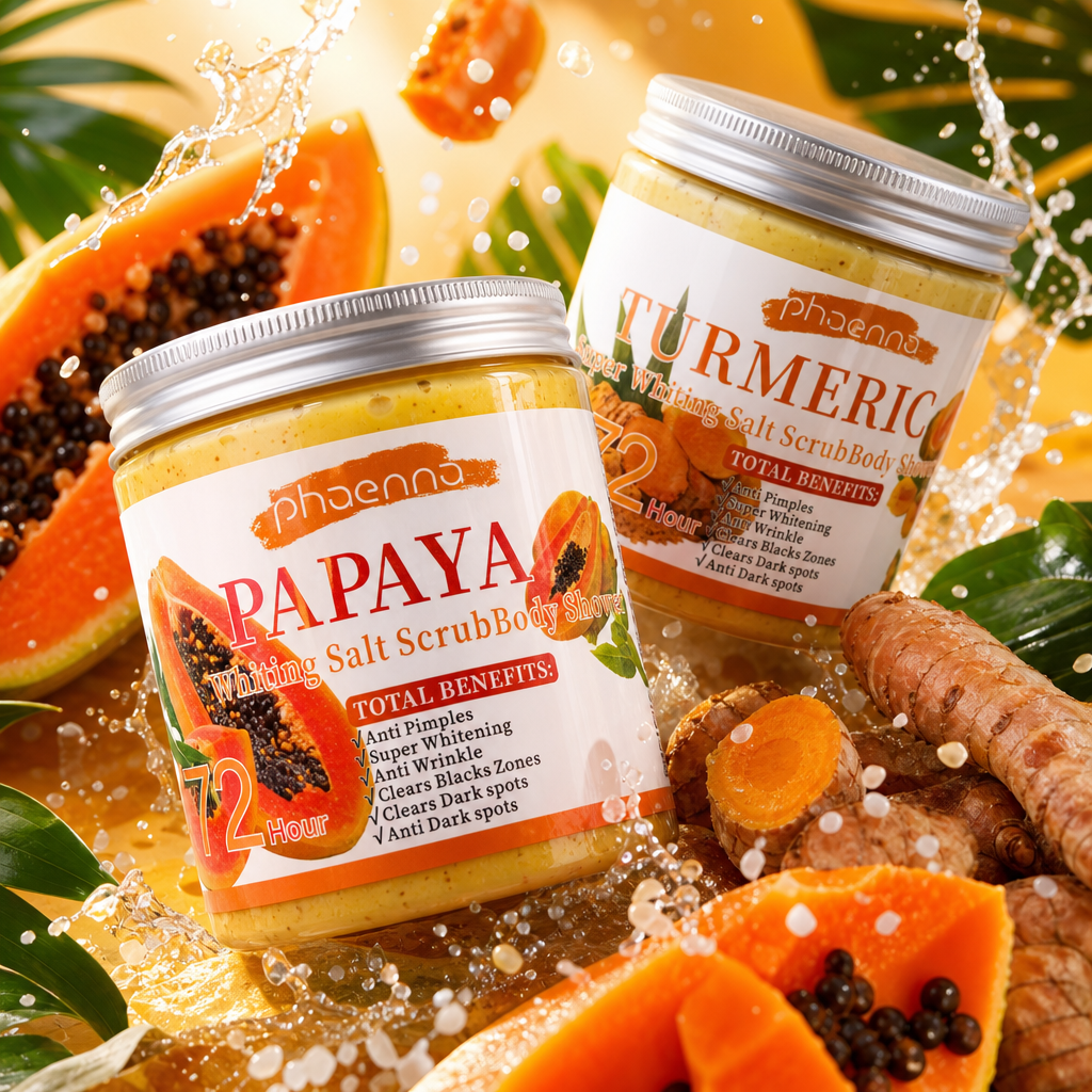 phaenna Bath Salt Scrub 500g Exfoliating Body Cream Gentle Rejuvenating (Turmeric, Papaya Version) Specification image