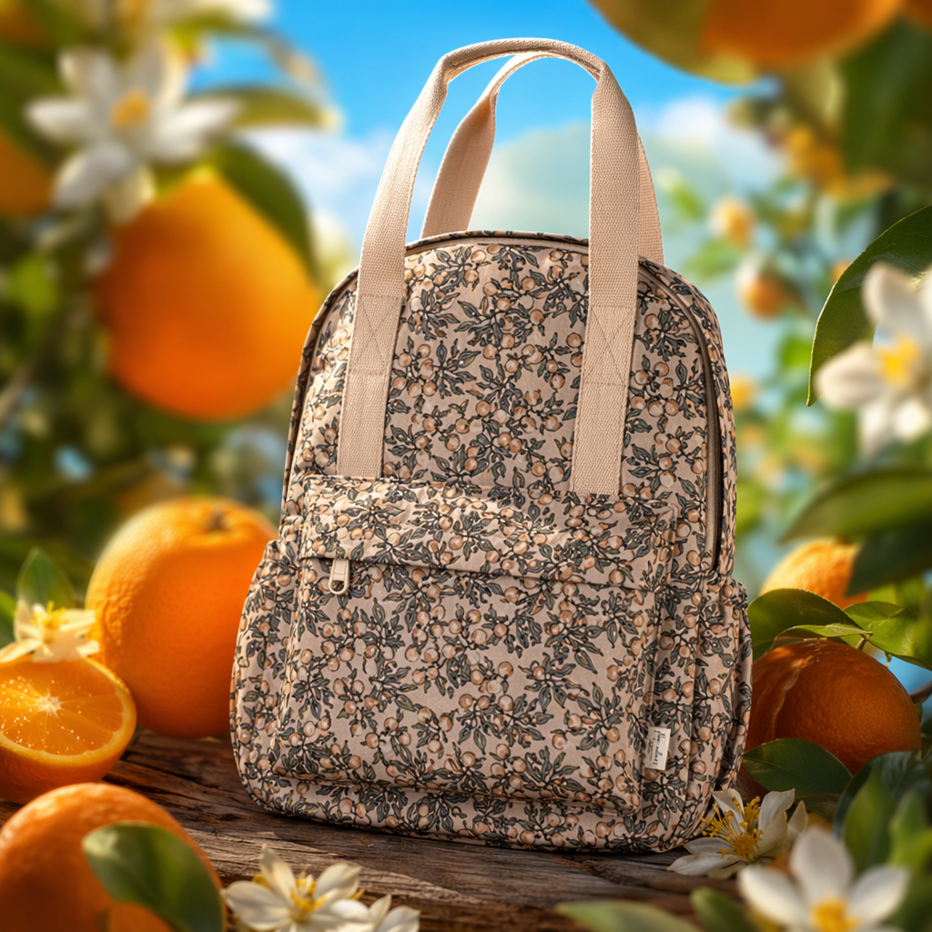 The beige floral pattern women's casual backpack is fashionable, versatile and lightweight Specification image