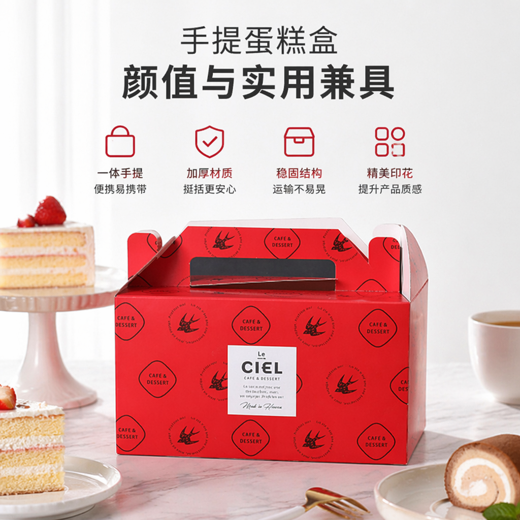红色手提礼盒节日送礼包装盒简约大气喜庆礼品盒