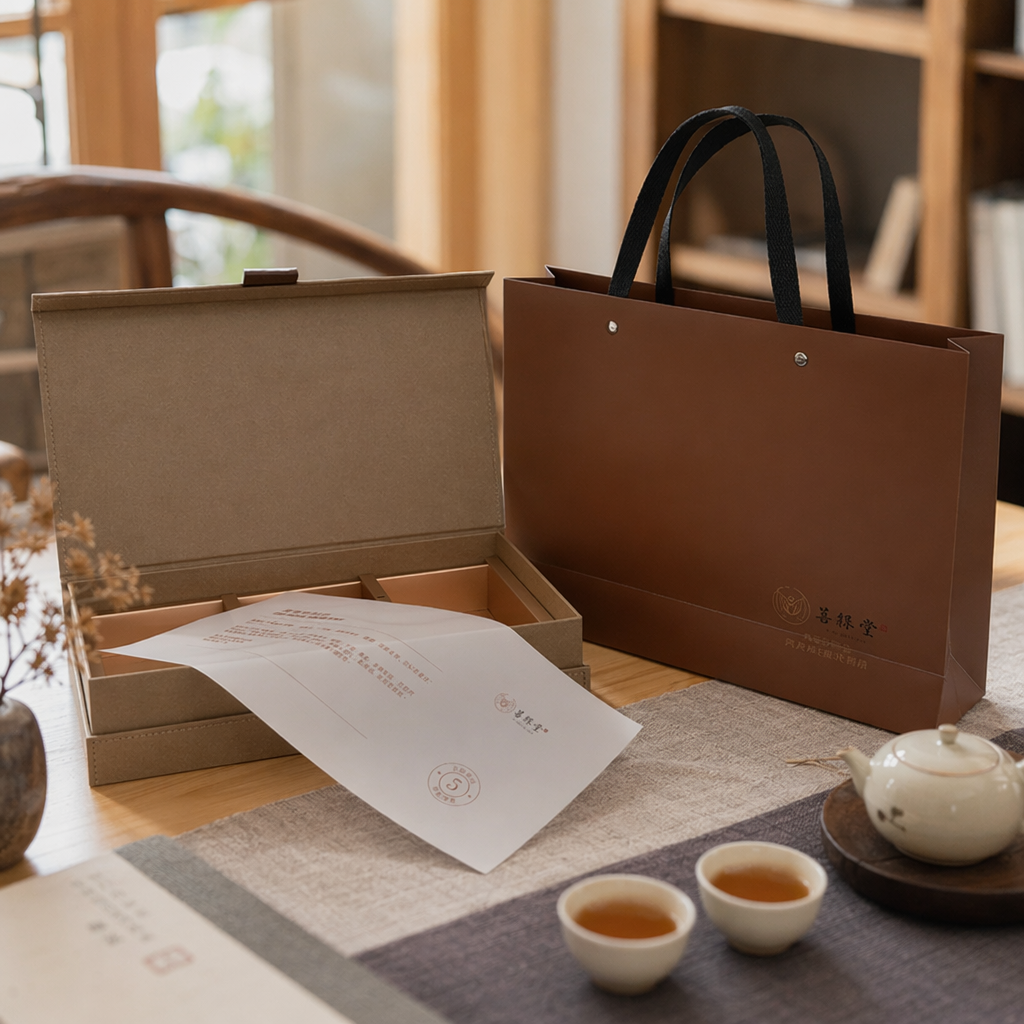 Brown gift box with handbag made of kraft paper for festival souvenirs details Picture