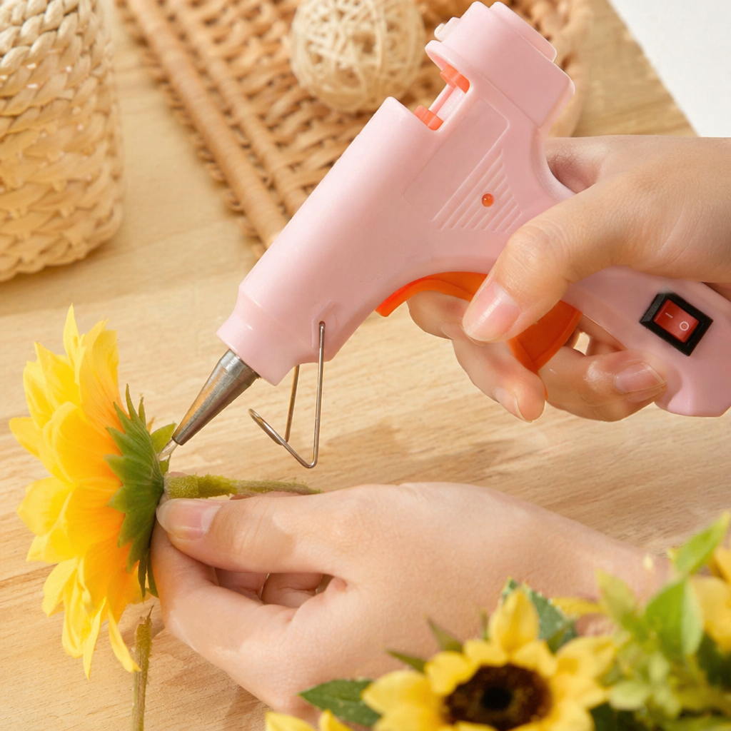 Pink hot melt glue gun, handheld quick heating mini electric melt glue gun, home DIY decoration tool details Picture
