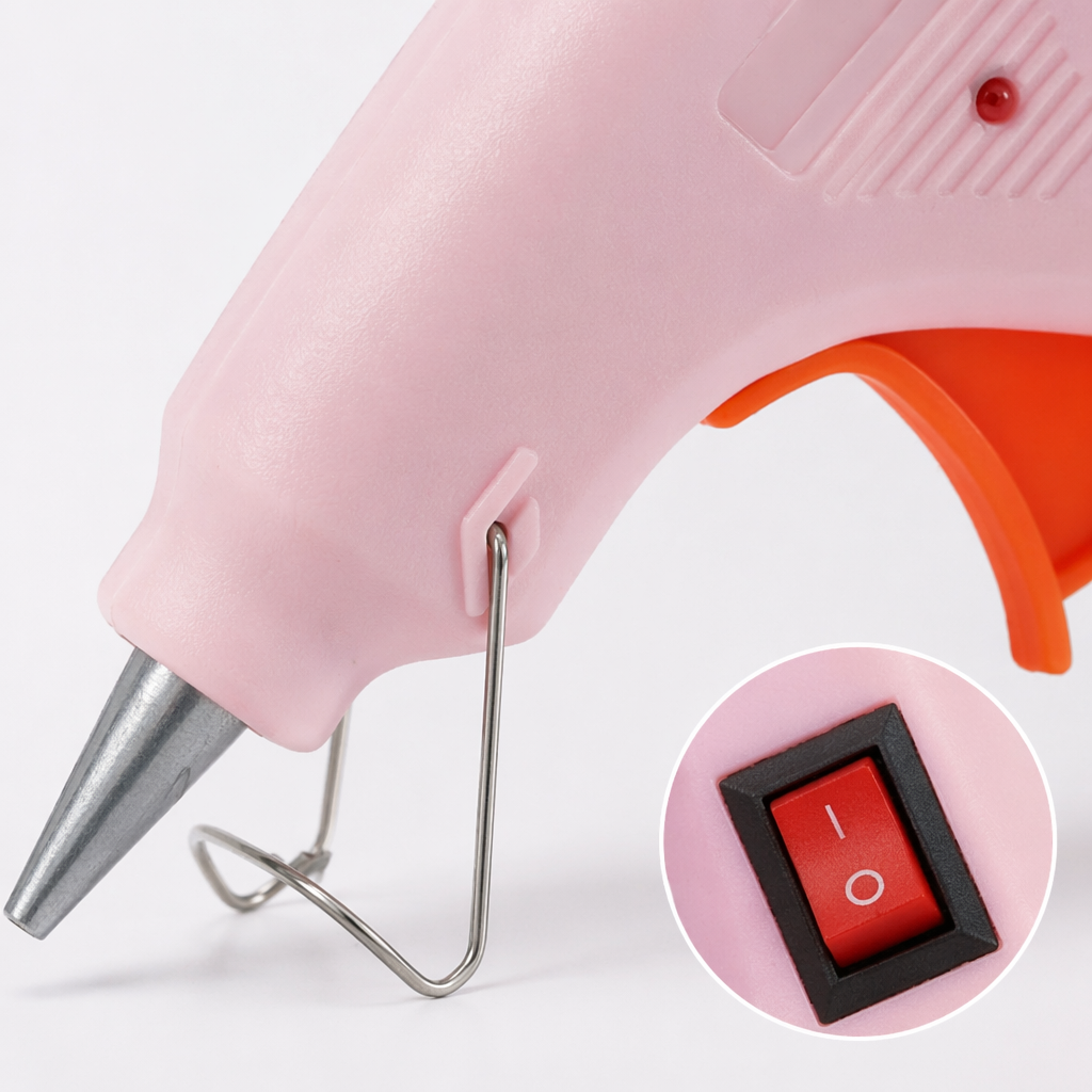 Pink hot melt glue gun, handheld quick heating mini electric melt glue gun, home DIY decoration tool Application Scenario
