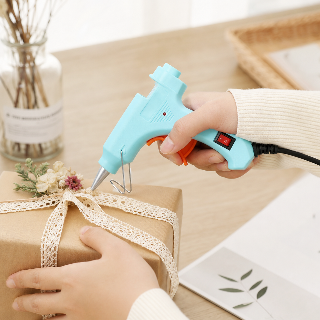 Lake blue hot melt glue gun 20W constant temperature rapid heating portable DIY hand tool details Picture