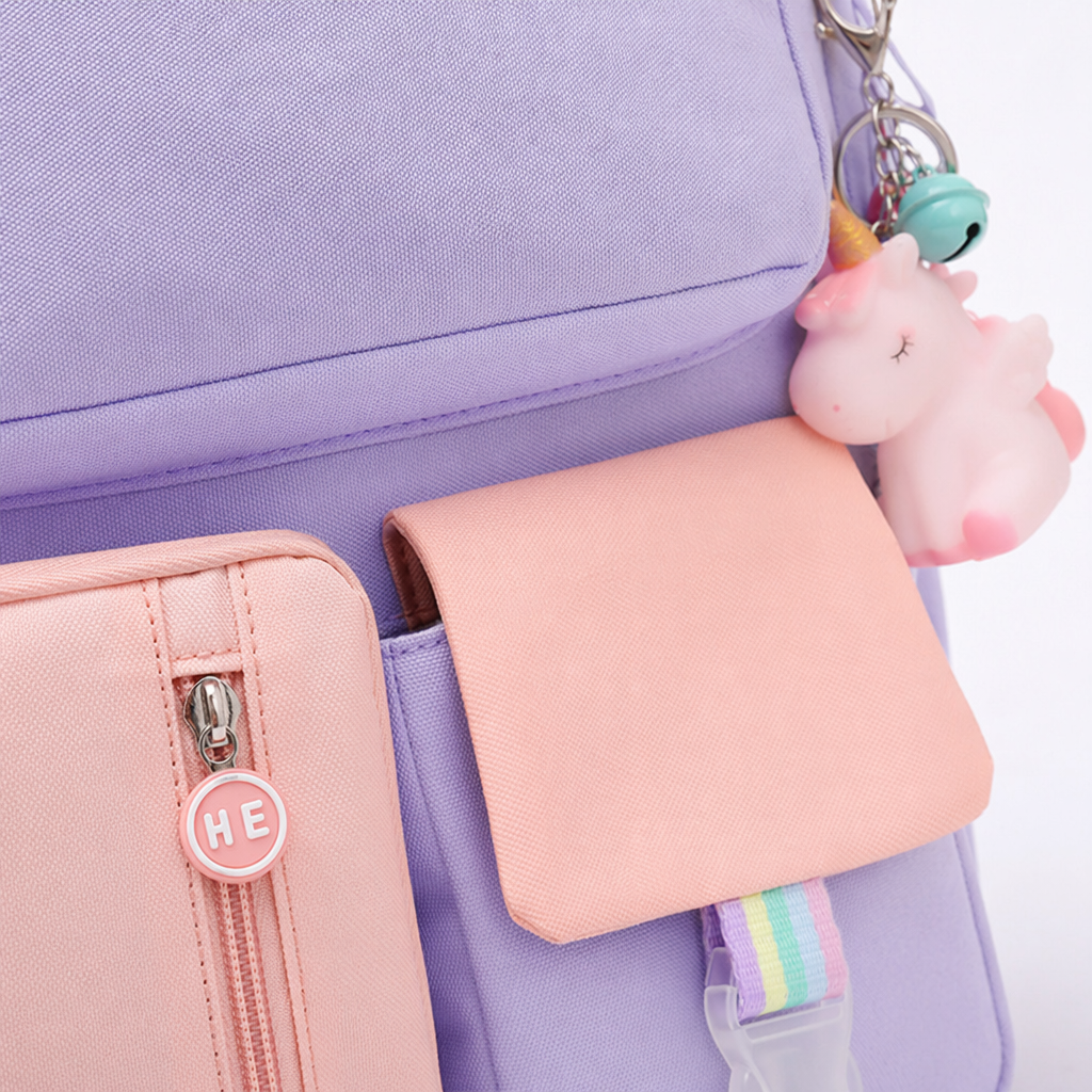The light purple backpack is a lightweight and large-capacity student commuting and leisure backpack Application Scenario