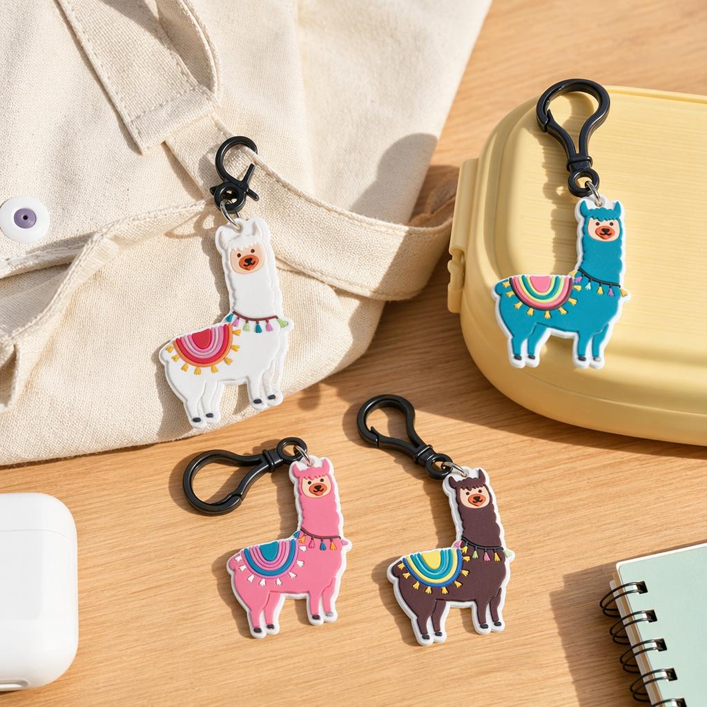 Colorful alpaca-shaped keychains, cute plush pendants, fashionable and portable items details Picture