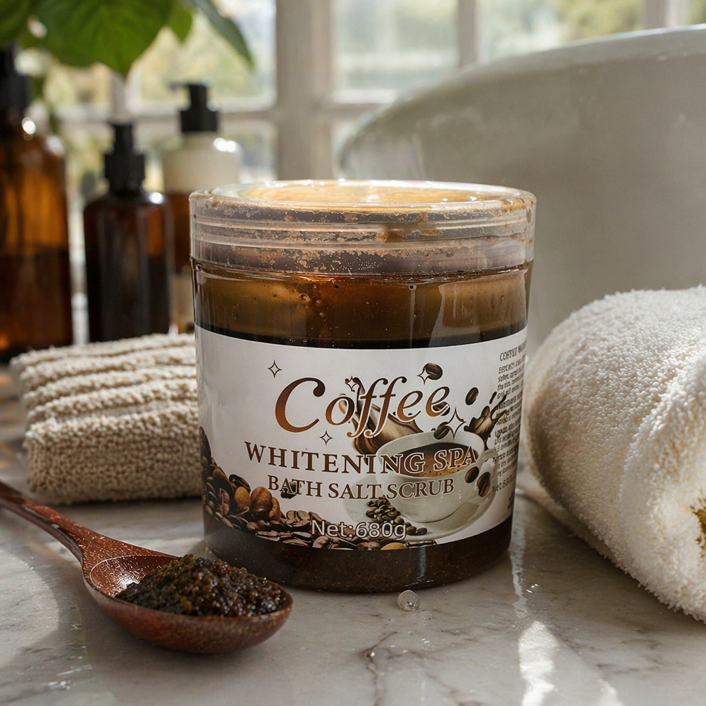 Brown Coffee Bath salt Scrub 680g Moisturizing Exfoliating Body Care details Picture