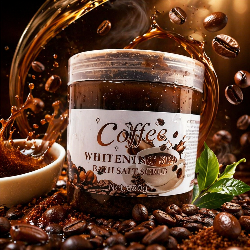 Brown Coffee Bath salt Scrub 680g Moisturizing Exfoliating Body Care Specification image