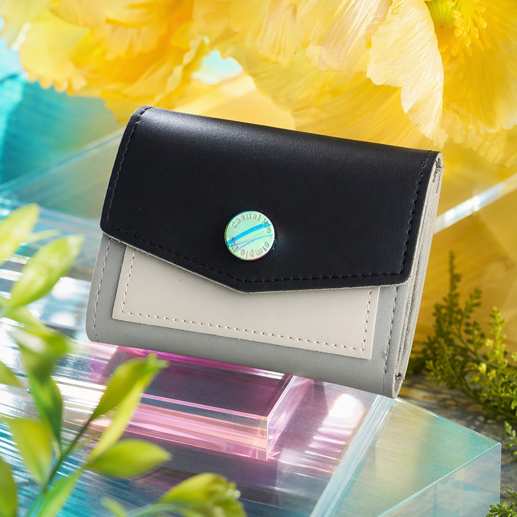 Black flip cover, grey base, genuine leather wallet, simple business, suitable for both men and women Specification image