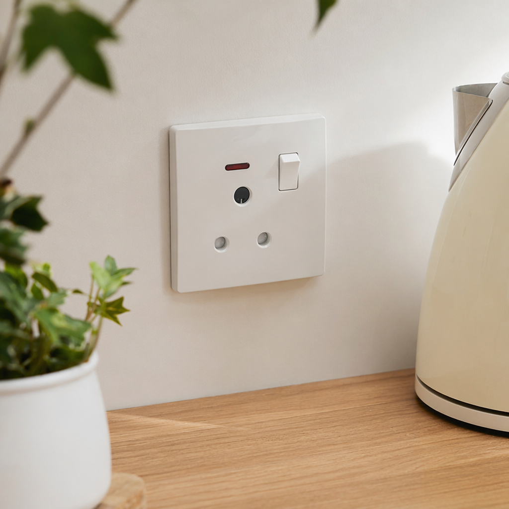 The T5 white 15A socket panel and the 86-type household wall switch panel are simple, modern and pure white details Picture
