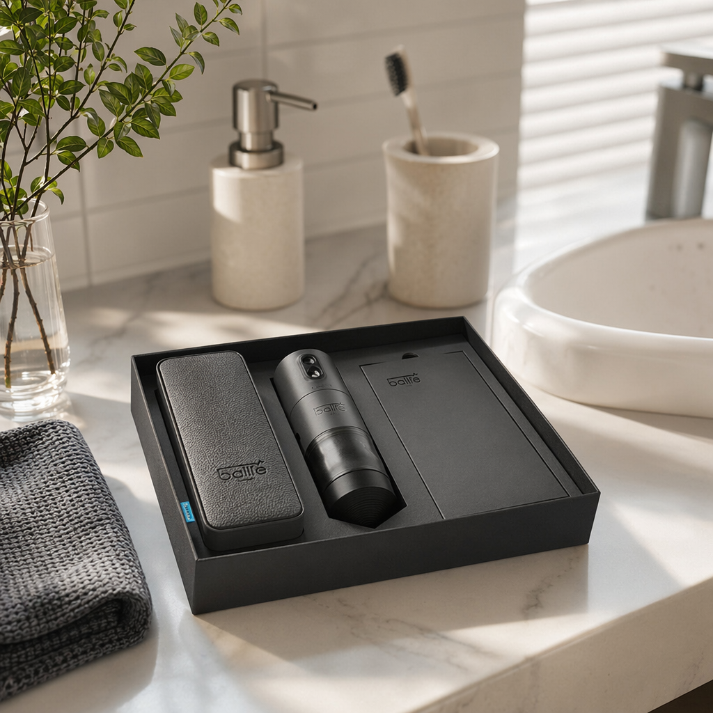 The black gift box set comes with a complete spray bottle and a square device manual, featuring a portable storage design details Picture