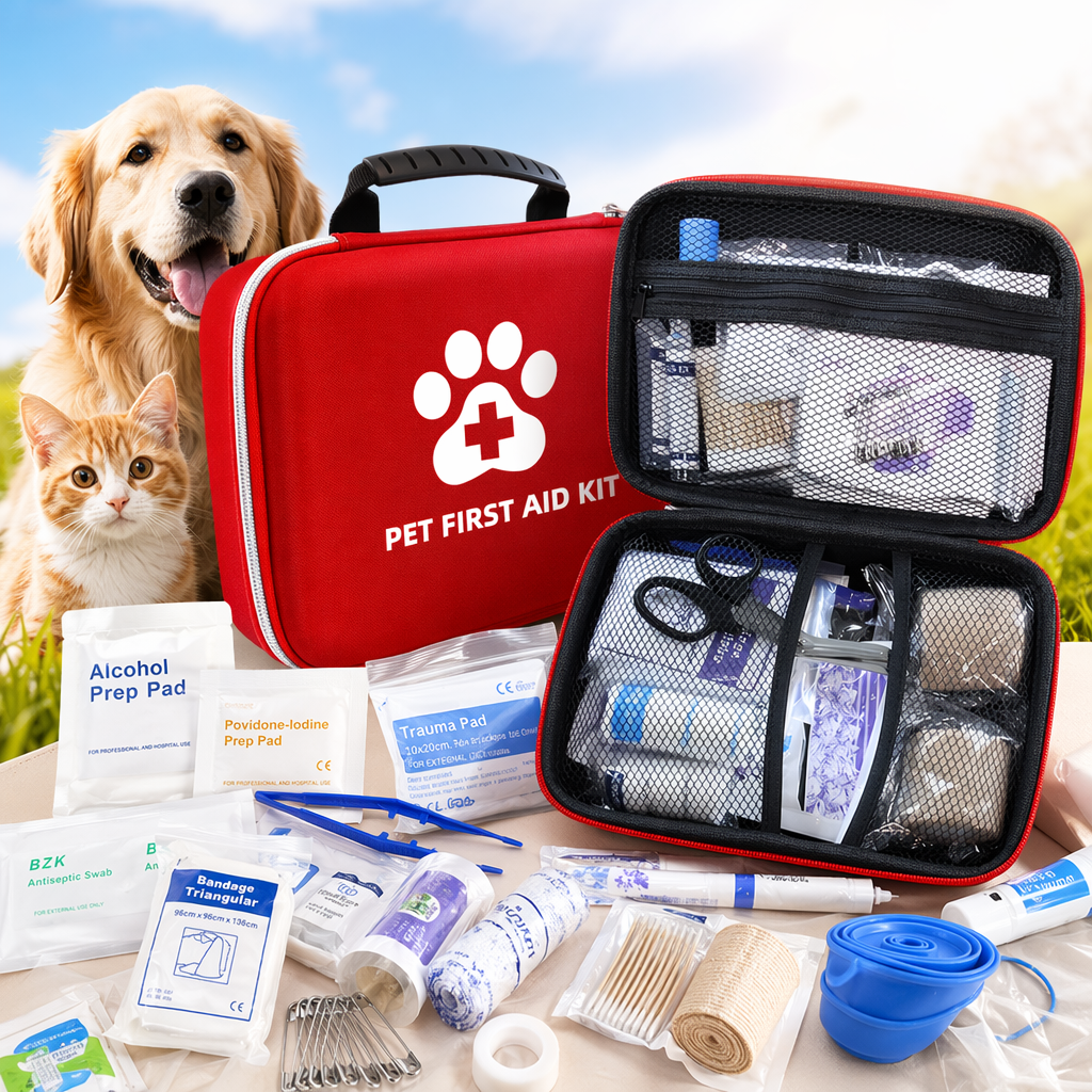 A portable outdoor home medical storage bag for first aid kits separated by black mesh bags Specification image