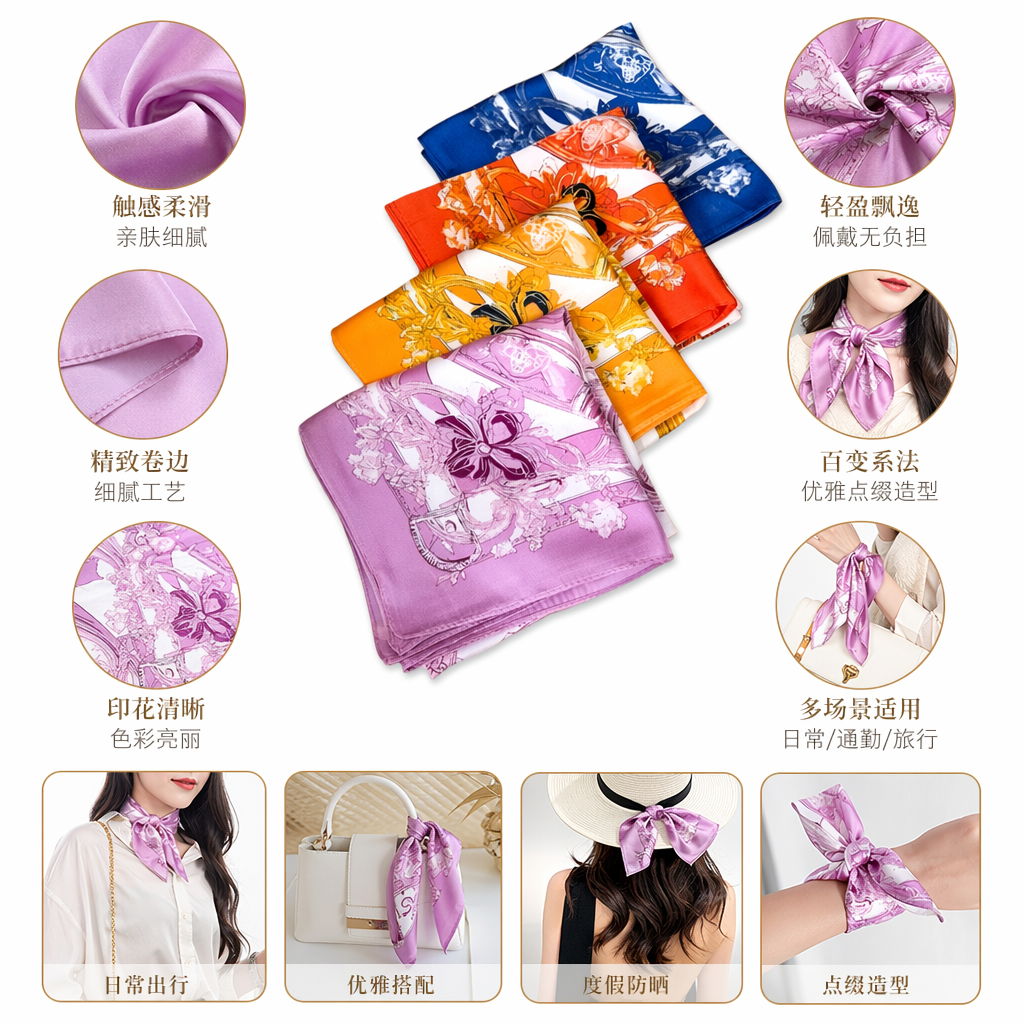 彩色印花围巾纯棉加厚秋冬保暖女士百搭时尚