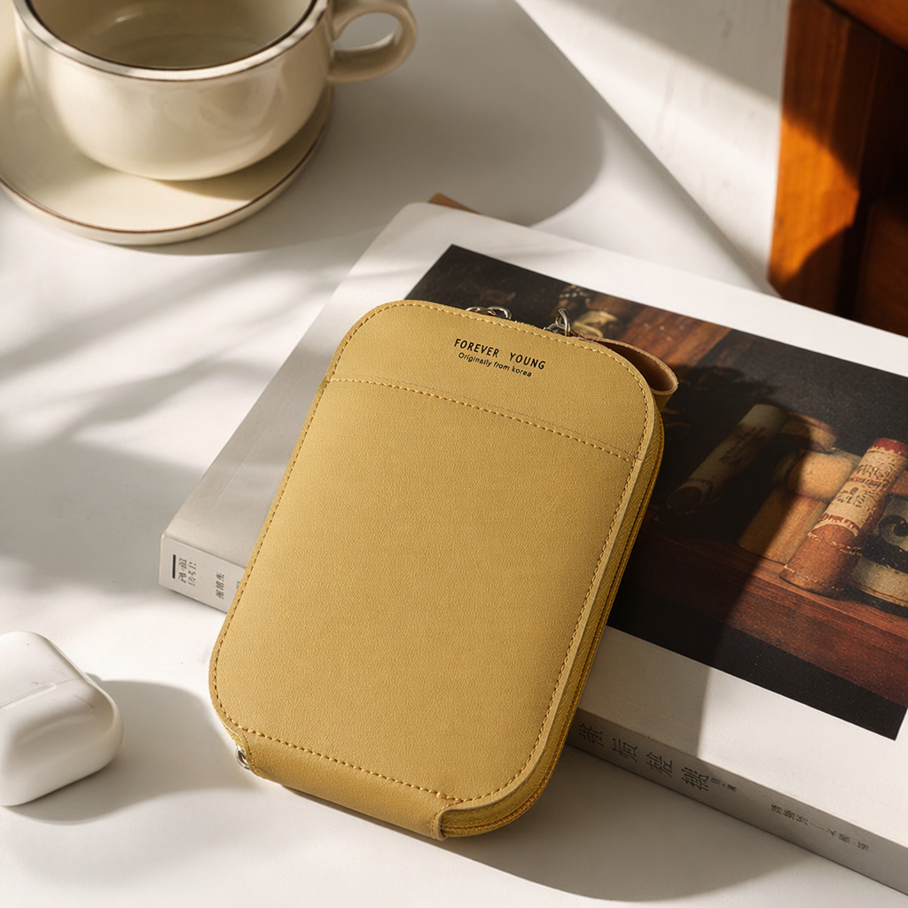 Yellow leather phone case, compatible with iPhone, Huawei and Xiaomi, shockproof and lightweight details Picture