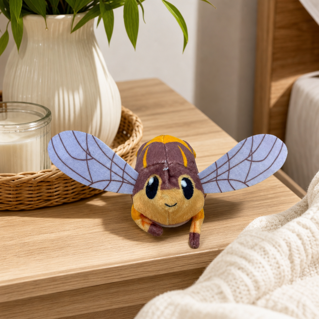 Yellow bee plush toy, cute cartoon pillow, fabric decoration toy details Picture