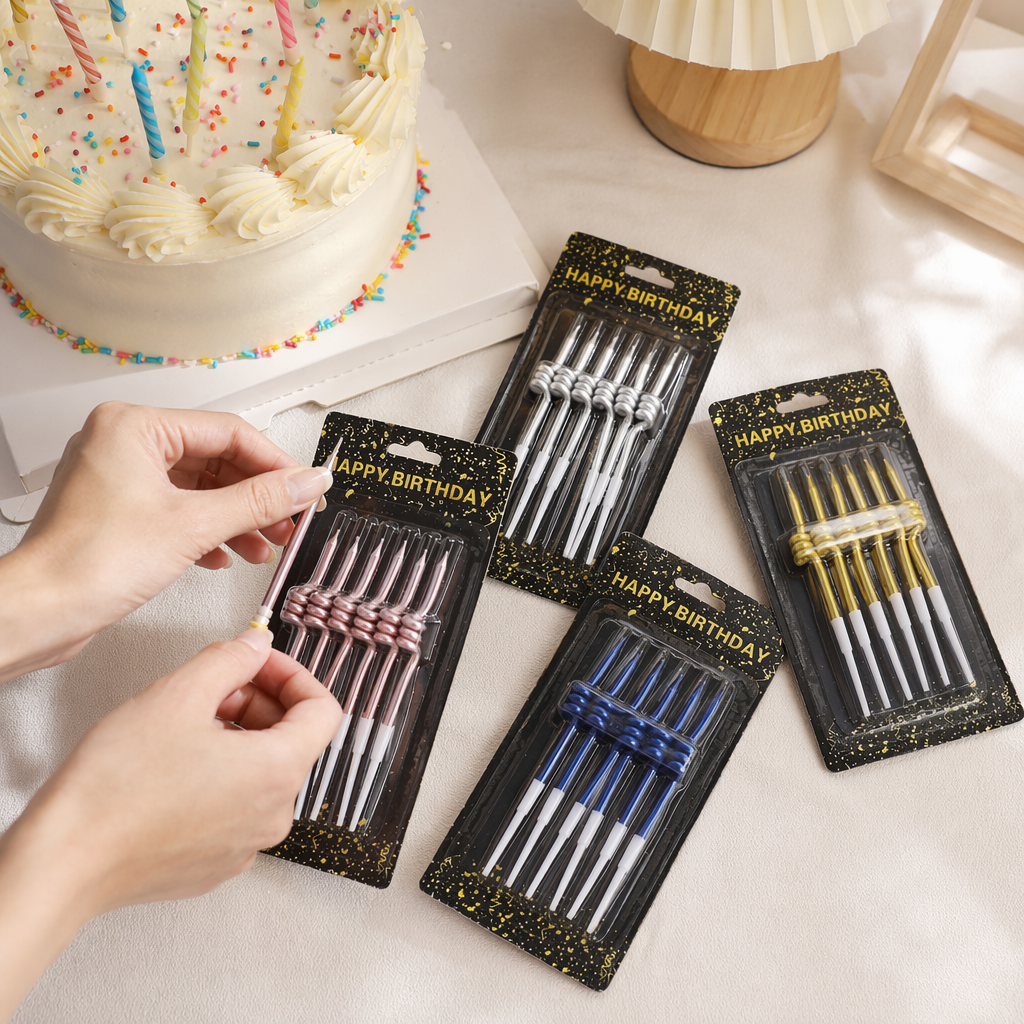 Black packaging birthday candle set with digital candle cake decoration gift box details Picture