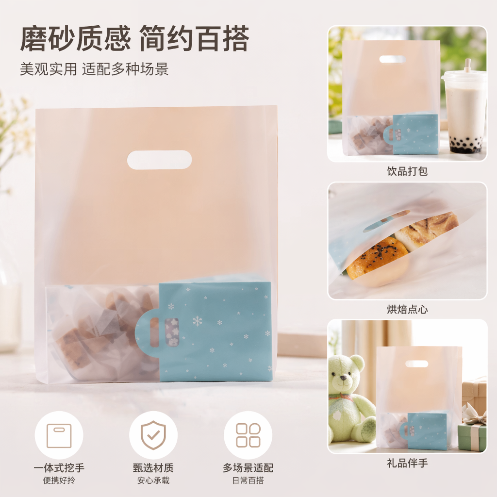 透明塑料袋蓝色雪花图案小包 防潮密封便携收纳