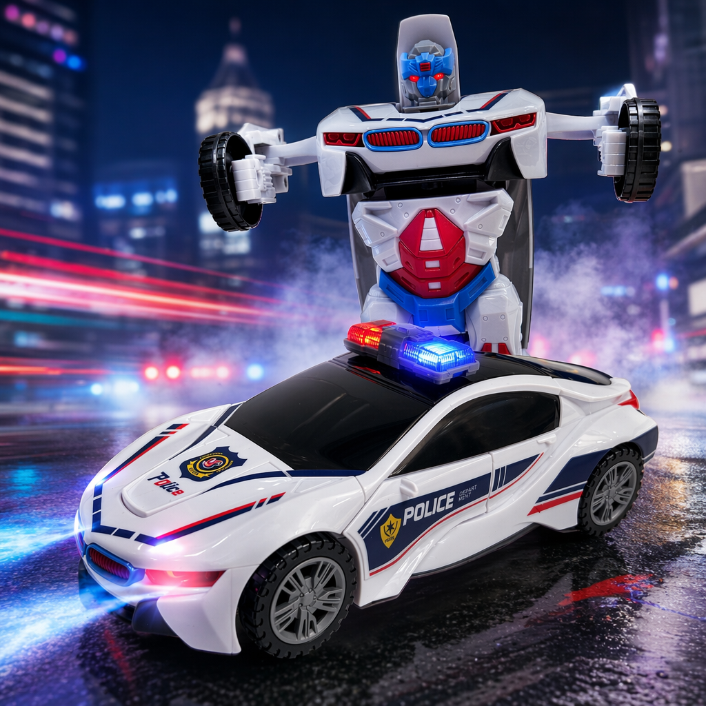 The white police car toy children's educational simulation model car can emit sound and light Specification image