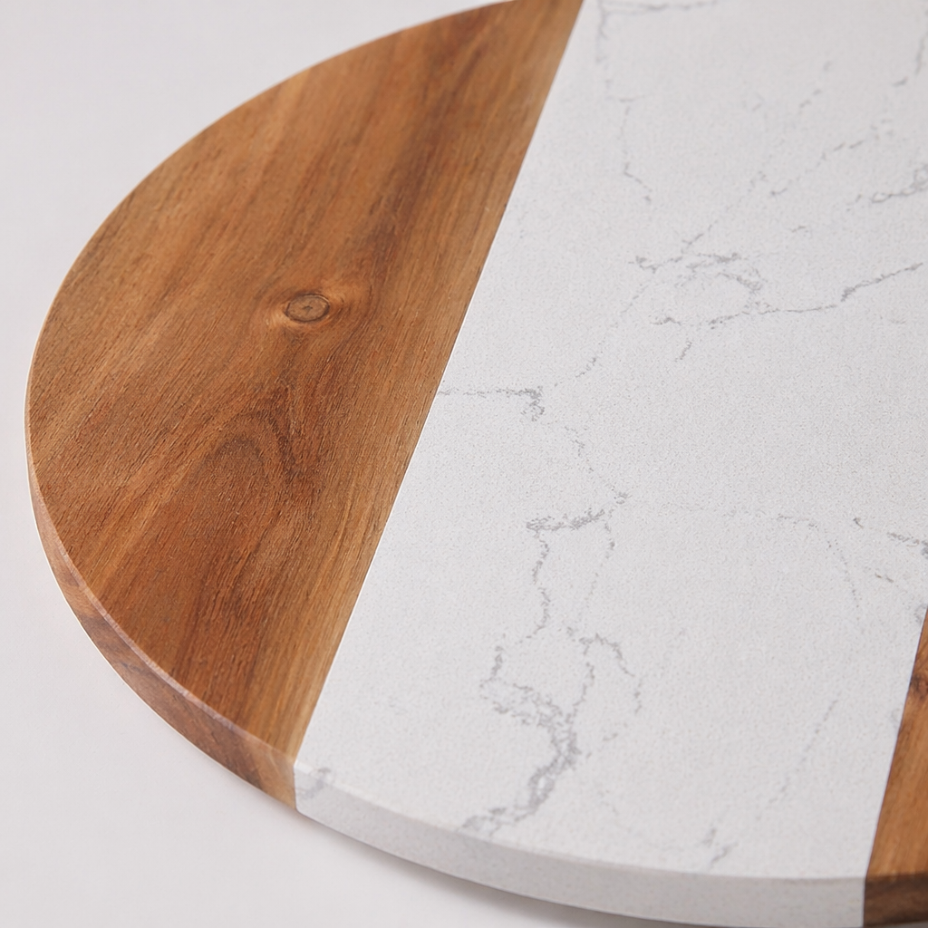 Cake turntable, round marble cutting board, spliced acacia wood kitchen light luxury tray, baking turntable, cross-border special supply Application Scenario