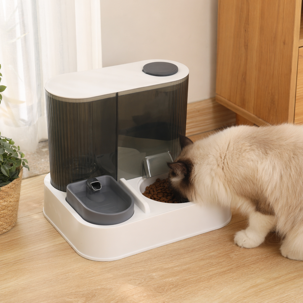 White base automatic feeder, intelligent pet timed and quantified feeding machine details Picture