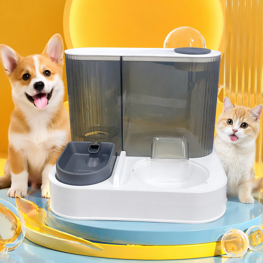 White base automatic feeder, intelligent pet timed and quantified feeding machine Specification image