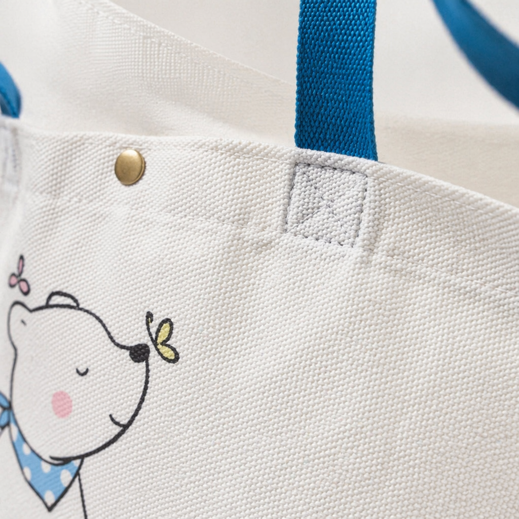 White canvas bag, cartoon bear, simple handbag, fashionable and versatile commuting shopping bag Application Scenario