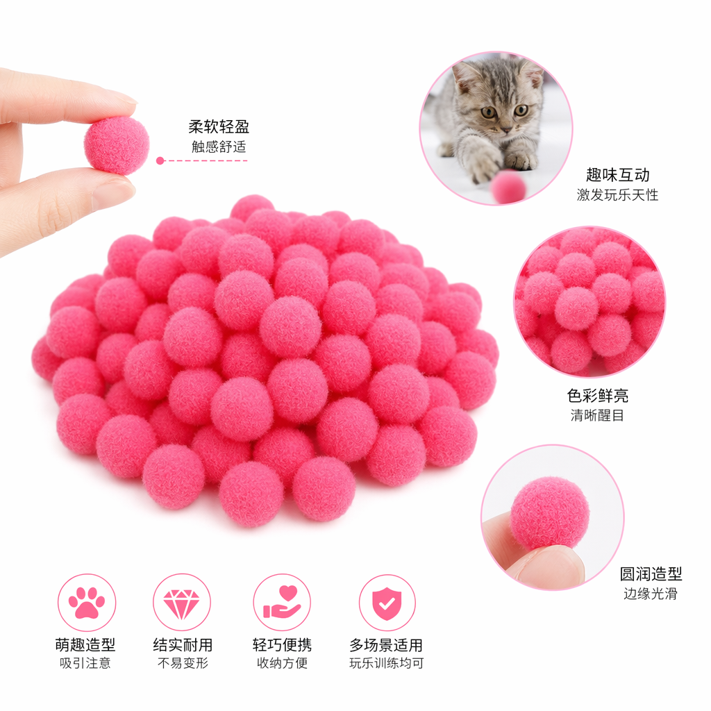 粉红色毛球堆装饰摆件家居软装创意毛绒球挂饰