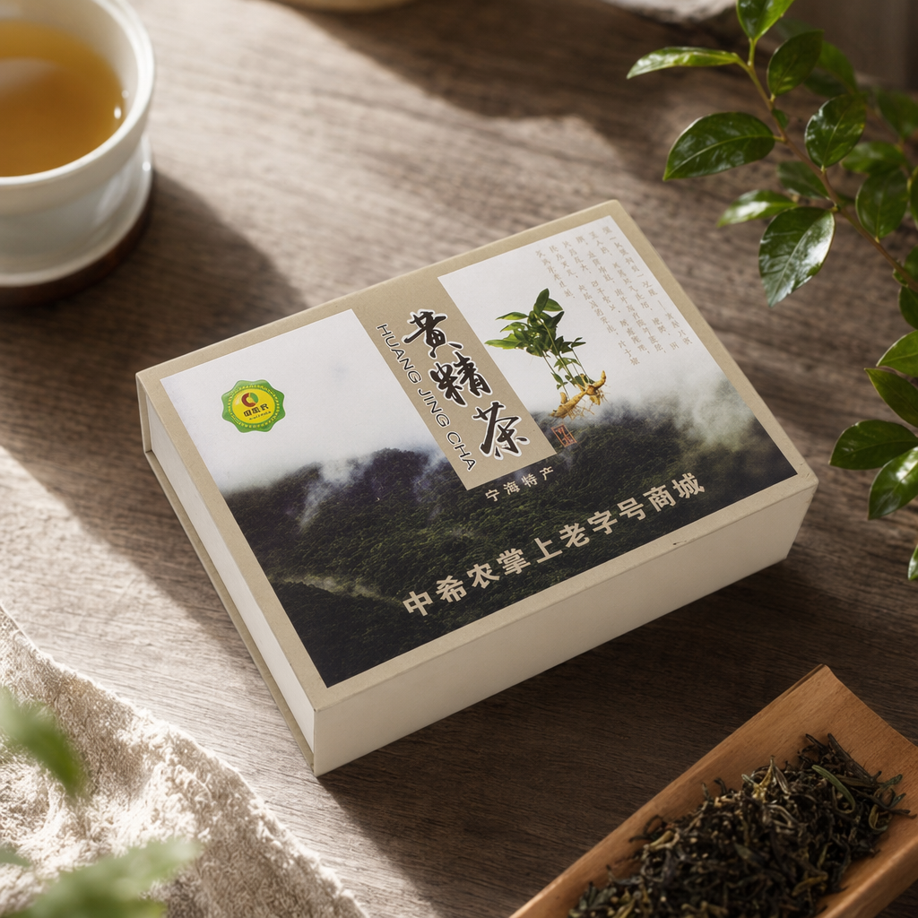 The beige gift box features a pattern of Polygonatum odoratum tea and mountain medicinal herbs details Picture