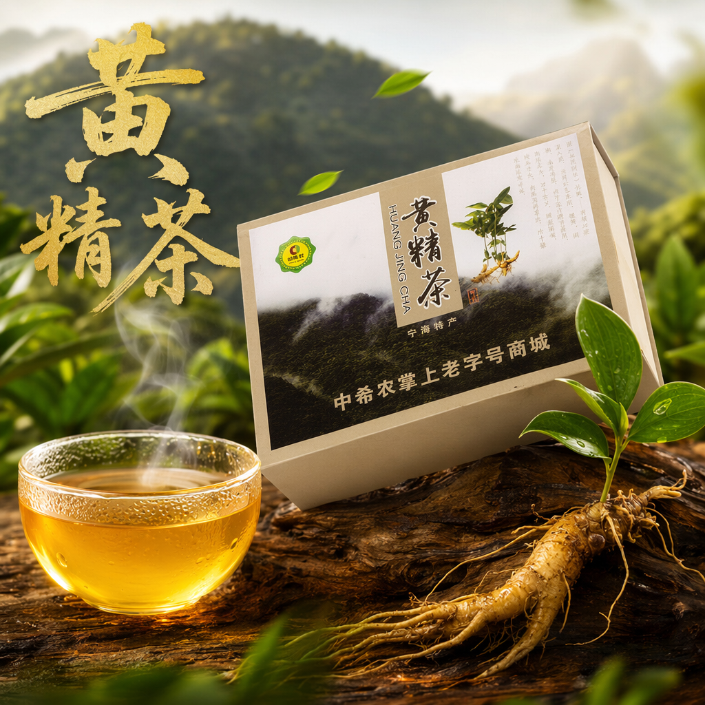 The beige gift box features a pattern of Polygonatum odoratum tea and mountain medicinal herbs Specification image