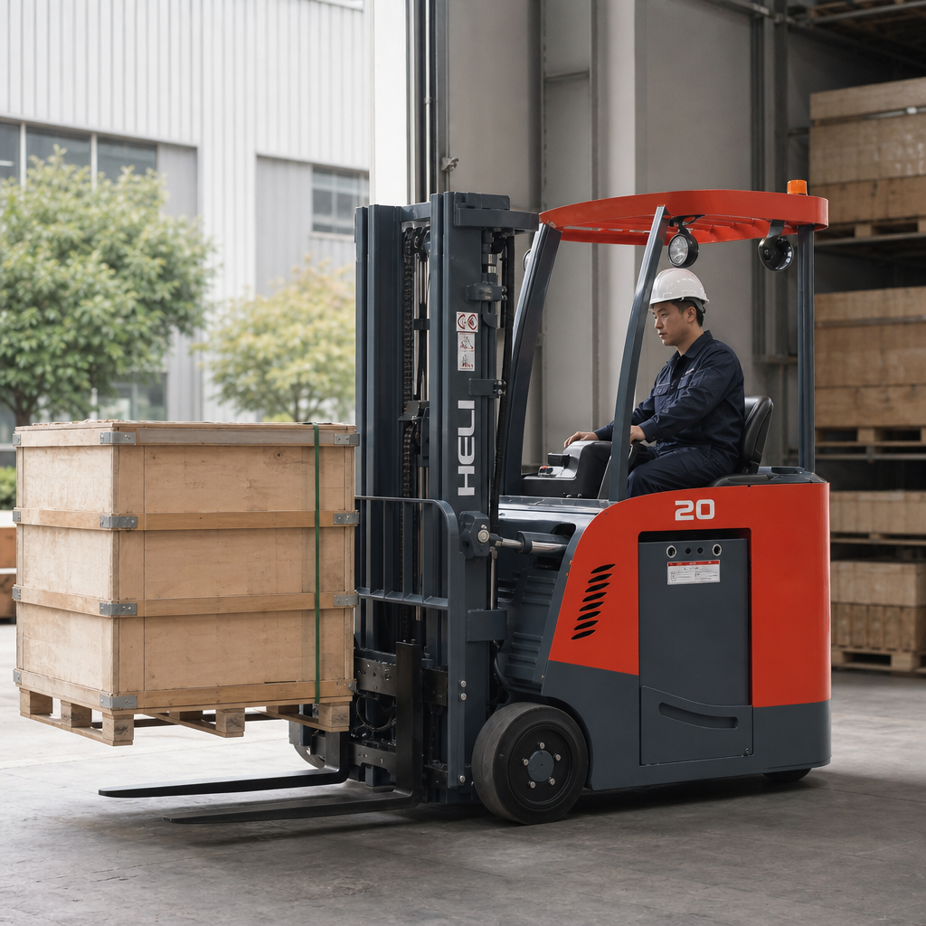 Orange and gray industrial forklift electric handling vehicle cargo handling equipment details Picture