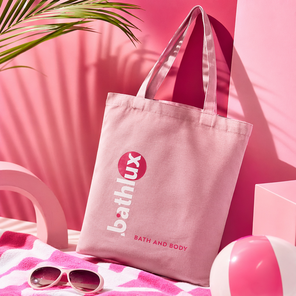 The pink canvas bag is a simple and versatile hand-held shopping bag with an artistic style for daily commuting Specification image
