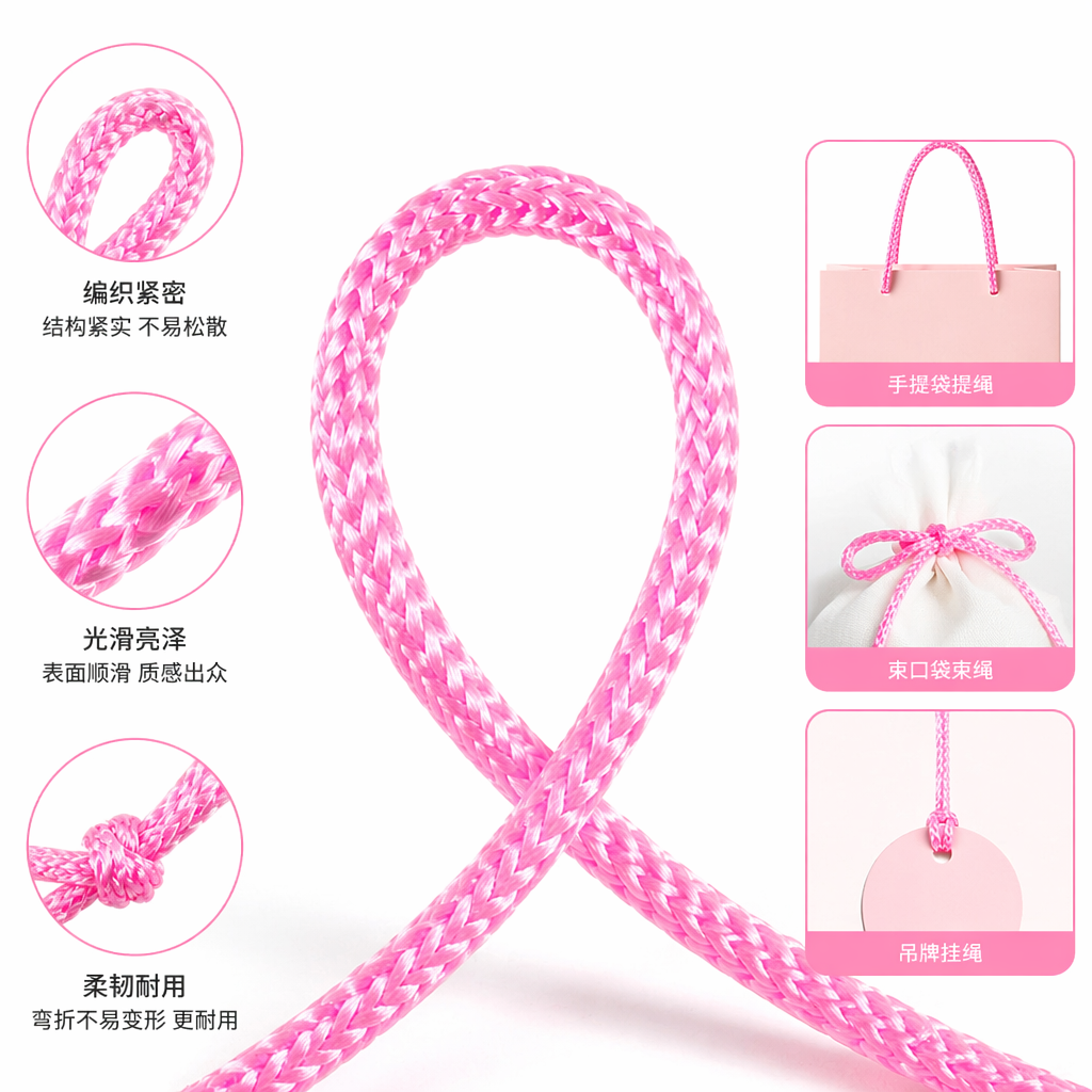 粉色编织绳 手工DIY编织材料 编织手链绳饰配件