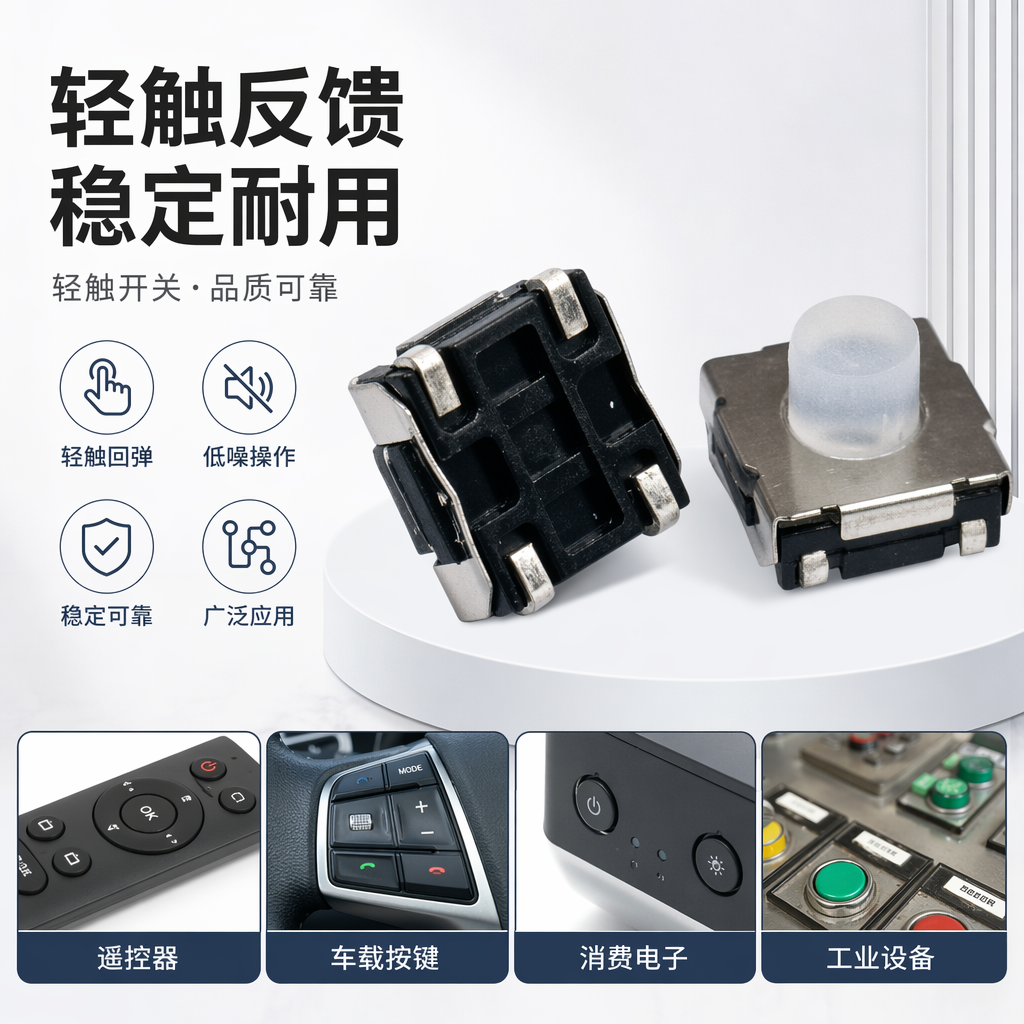黑色按钮开关 带灯防水工业级轻触式控制面板用