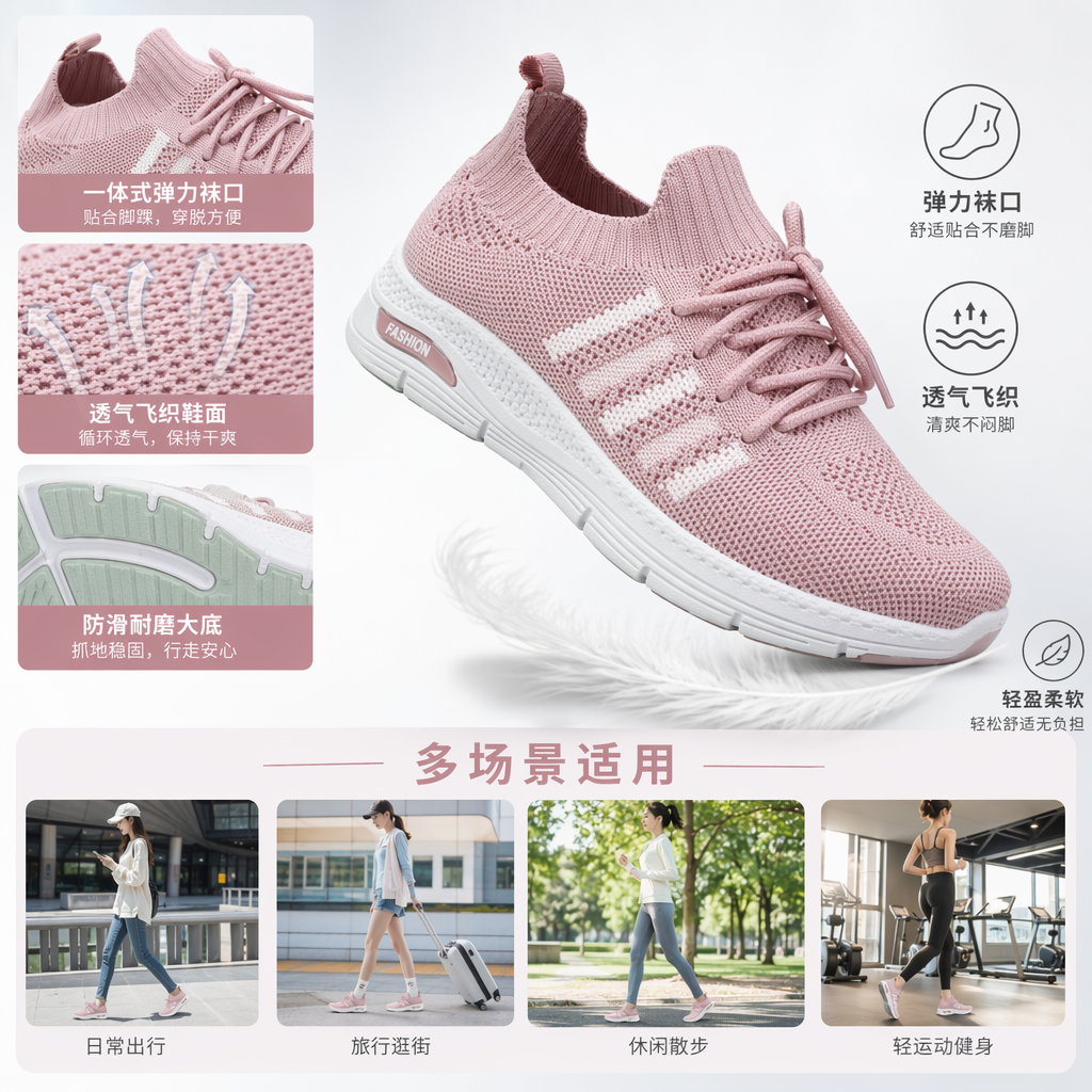 多彩针织运动鞋 轻盈透气 时尚百搭 男女同款