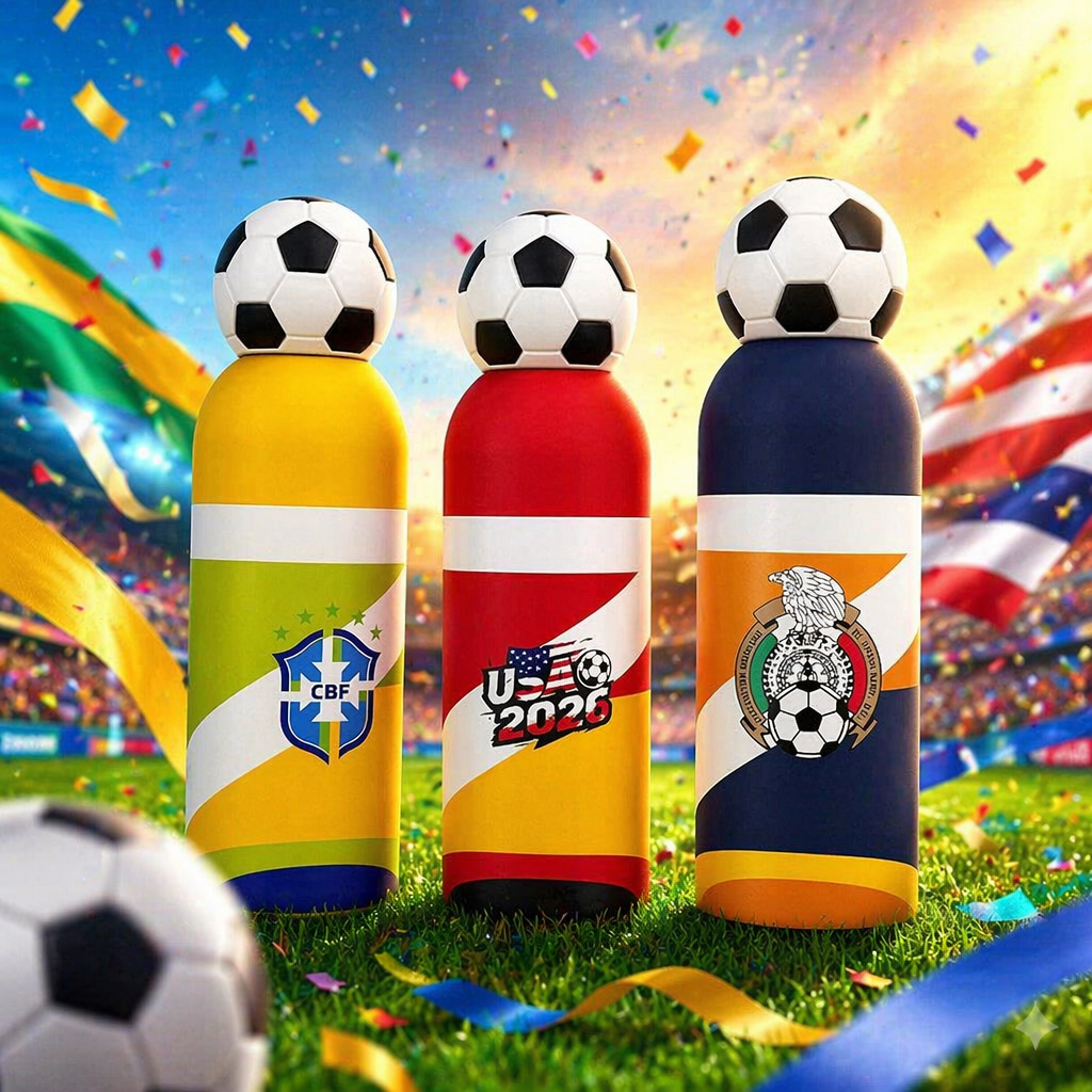 كأس كأس كرة القدم الملون 304 كأس ماء رياضية عازلة للحرارة من الفولاذ غير القابل للصدأ Specification image