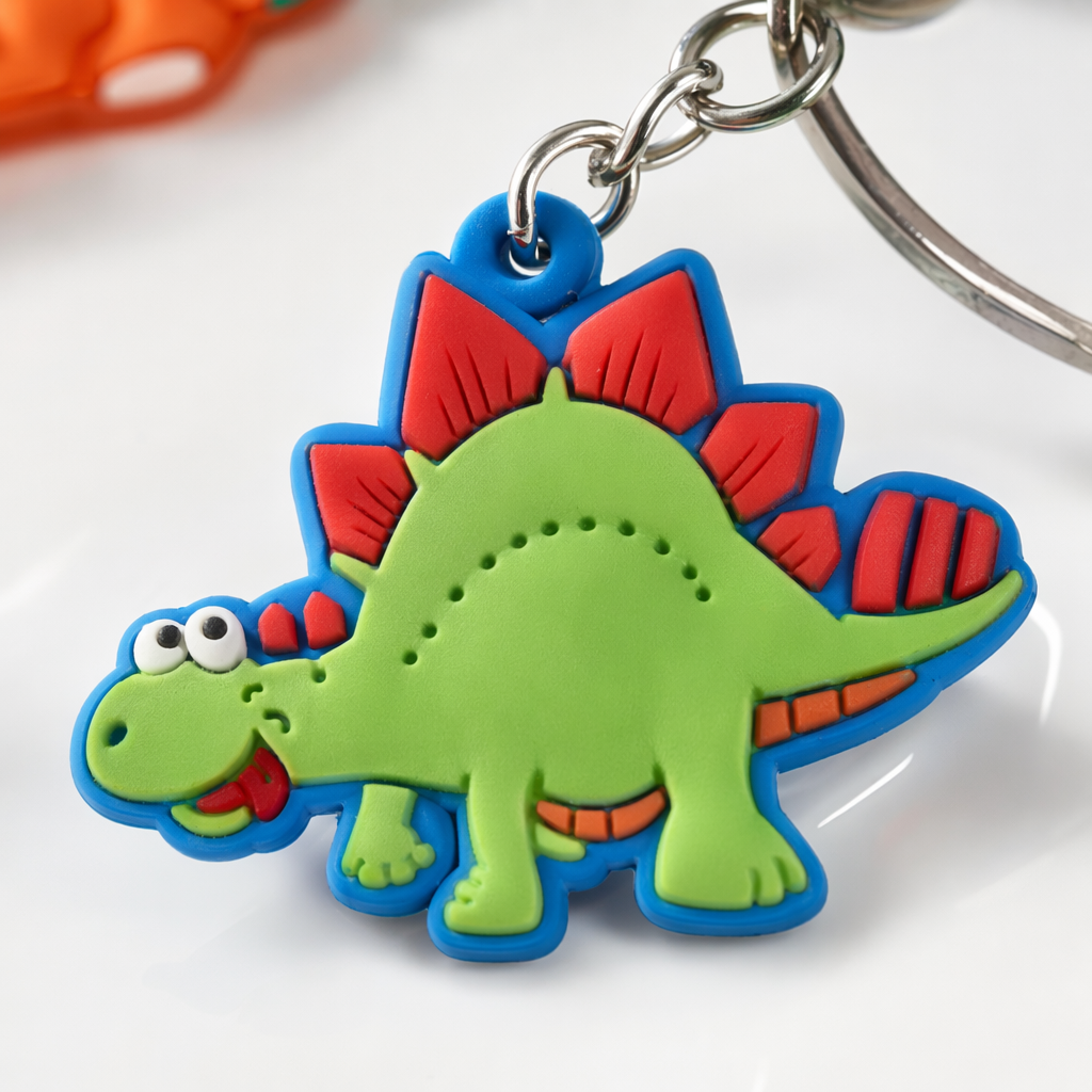Colorful dinosaur-shaped keychains, cute cartoon pendants, creative children's gifts Application Scenario
