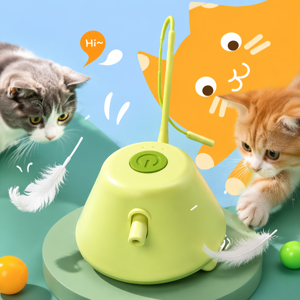 浅绿色猫玩具激光逗猫棒羽毛球猫咪互动玩具细节图