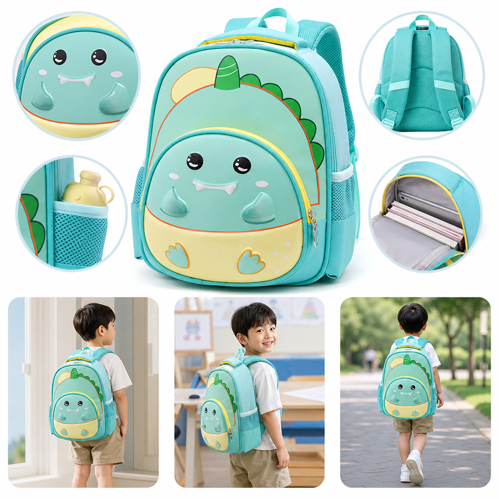 绿色恐龙造型儿童书包可爱卡通轻便小学生双肩包