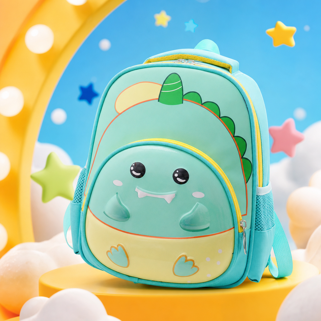 Green dinosaur-shaped children's schoolbag, cute and cartoonish, lightweight backpack for primary school students Specification image