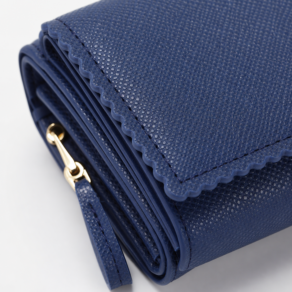 Deep blue textured men's genuine leather wallet, long multi-functional card wallet Application Scenario