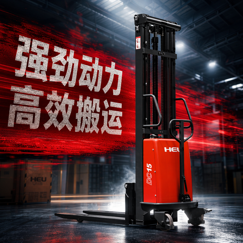 Red electric stacker, 1.5-ton, 3-meter lifting height industrial handling forklift Specification image