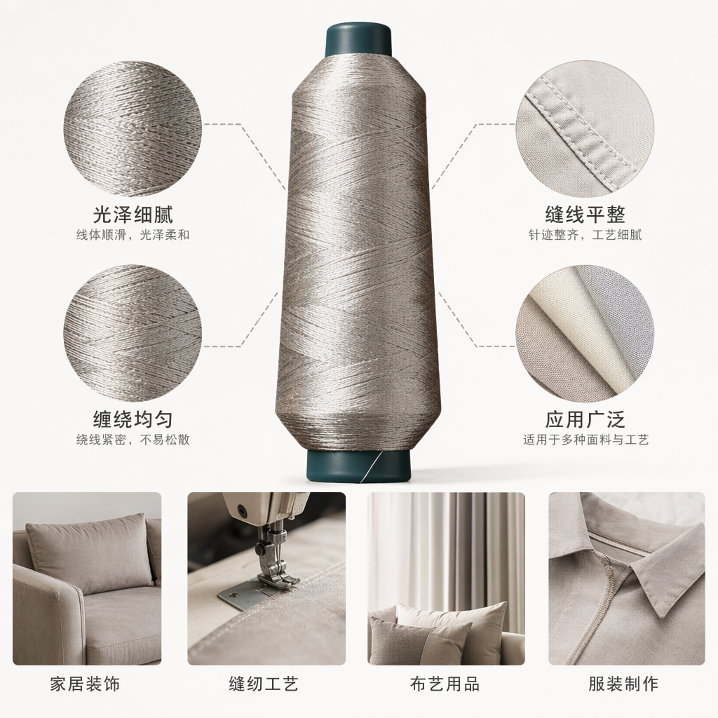 银灰色丝线卷轴 缝纫刺绣手工编织用
