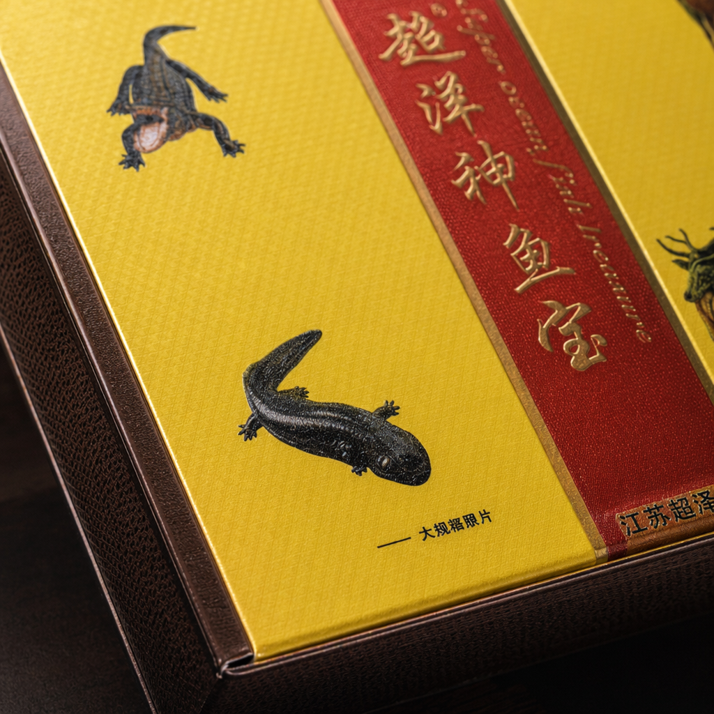 超洋神鱼宫黄色包装盒 大鲵鹿图案 保健品药盒 江苏超洋生态农业 Application Scenario