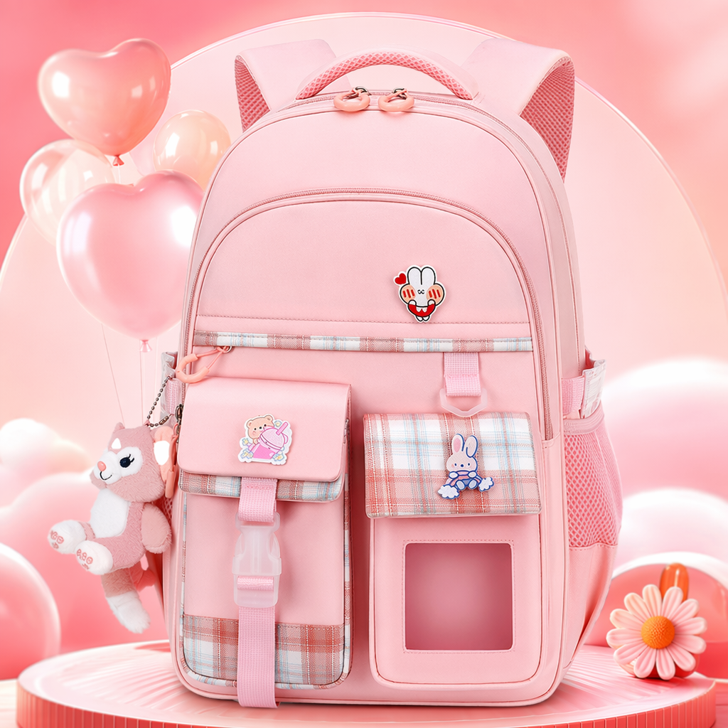 粉色双肩包女款轻便大容量学生通勤休闲背包 Specification image