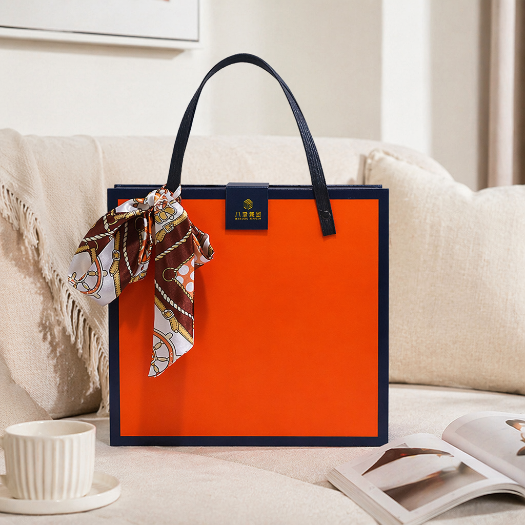 Orange gift box with handbag festival gift packaging set details Picture