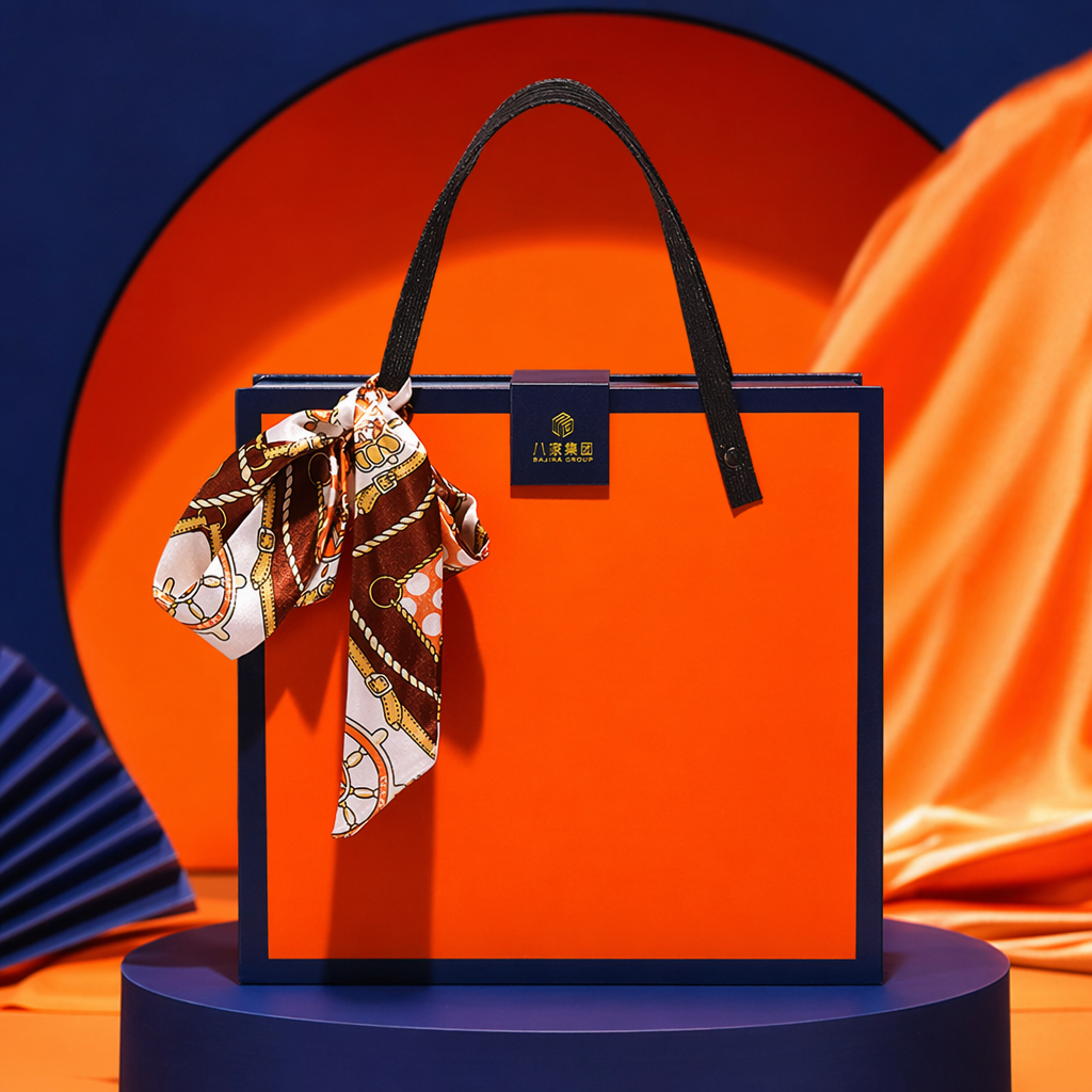 Orange gift box with handbag festival gift packaging set Specification image