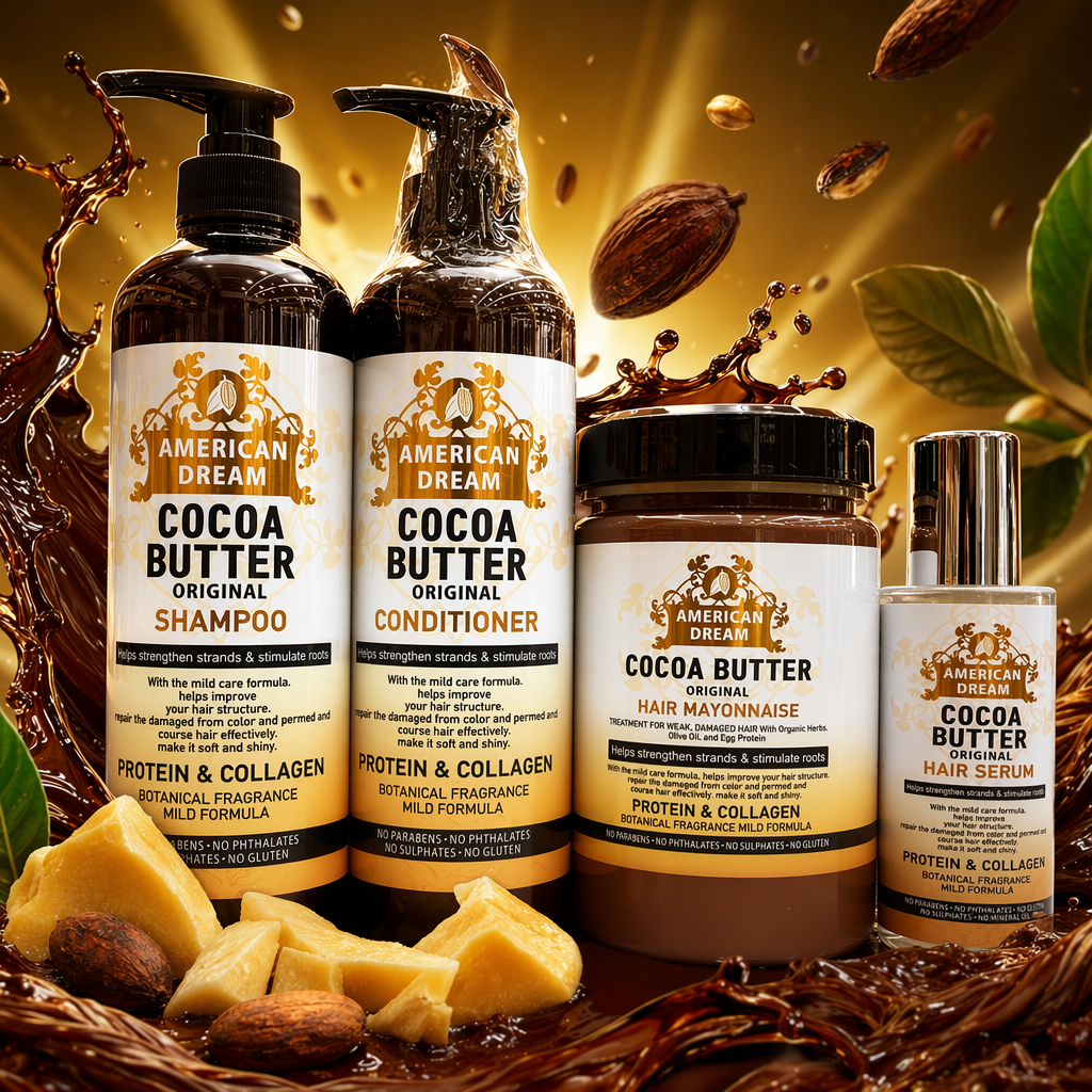 AD COCOA BUTTER ORIGINAL棕色瓶身洗发水护发素发油护发素瓶盖四件套细节图