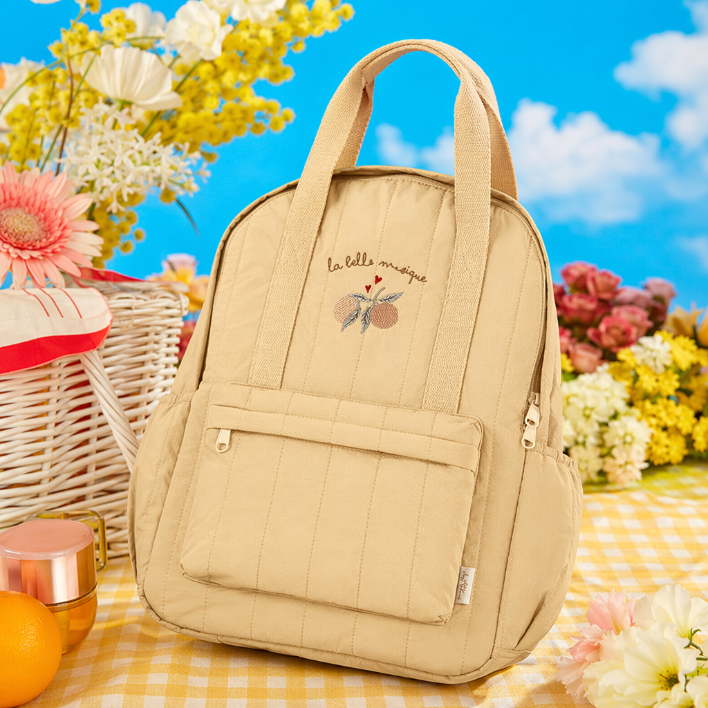 Beige fashionable and casual backpack, lightweight and large-capacity student commuting style Specification image