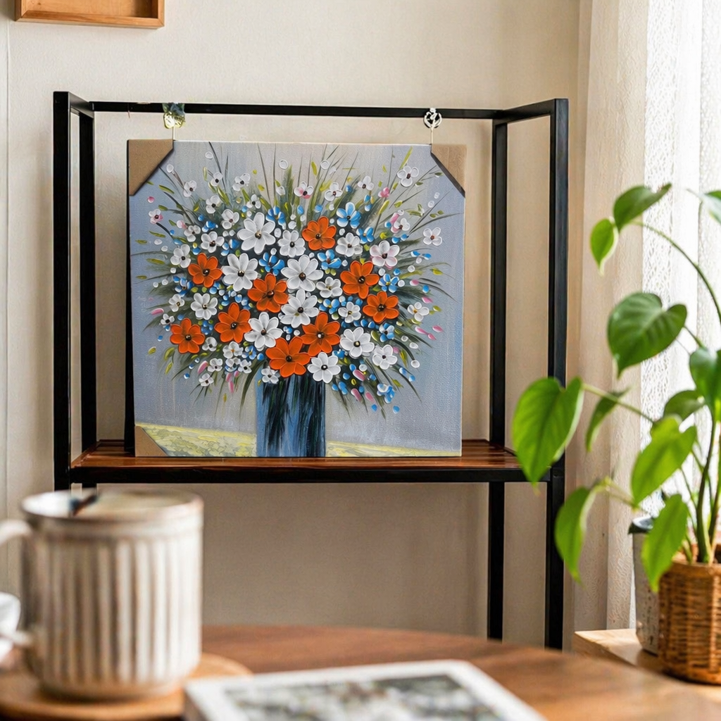 彩色花卉油画画作产品图